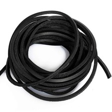 TM 3mm Flat Genuine Leather Cord Braiding String Black 5 Yards