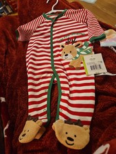 Little Me My First Christmas 1 Pc Footed Reindeer Sleeper Pajamas 3M