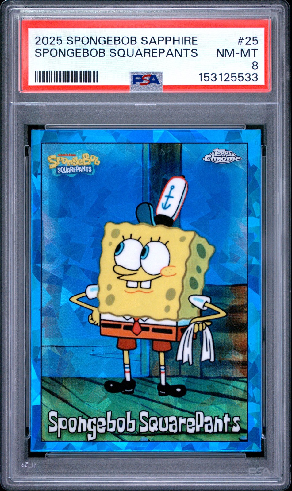 Spongebob Squarepants Topps Chrome Spongebob 25th Anniversary Sapphire 25 PSA 8