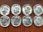 8x 1964 Kennedy Half Dollars Brilliant Uncirculated 90% Silver Coins in Capsules