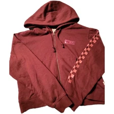 VANS HALF BLAST CROP FULL ZIP Women’s HOODIE Burgundy RED SIZE Med NEW WITH TAGS