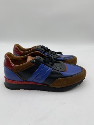 Men s Bally Ascar leather runner sneakers blue, black, and brown Size 6.5 US