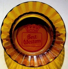 Best Western Vtg Glass Ashtray Amber Hotel Collectible Retro Gift