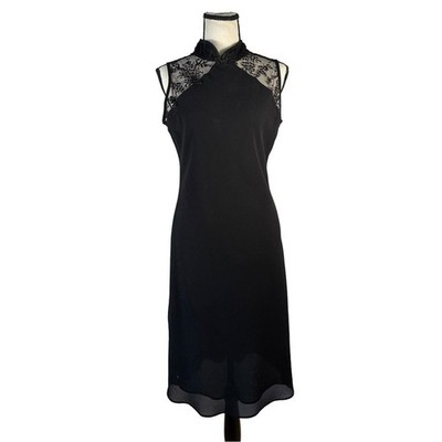Vintage Black Lace Dress Mandarin Collar Midi Gothic 90s Women Size L | eBay Vintage Black Lace Dress Mandarin Collar Midi Gothic 90s Women Size L | eBay