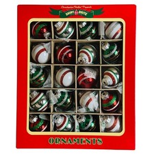 Christopher Radko Shiny Brite Set of 20 Small Round Glass Christmas Ornaments