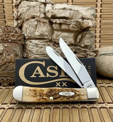 Case XX USA Peachseed Jig AMBER Bone 6540 Stainless Trapper Pocket