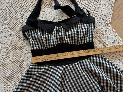 Hell Bunny Vixen Dress Womens Size Small Gingham Plaid Halter Top Circle Pin-Up - Picture 17 of 18