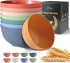 HOTEC BPA Free Unbreakable Wheat Straw Cereal Bowls - Microwave Dishwasher Saf