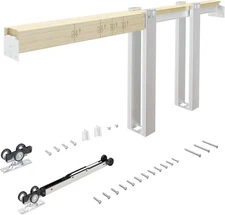 24"-36"x 96" Pocket Door Frame Kit with 98LBS Two-Way Soft-Close Mechanism,Al...