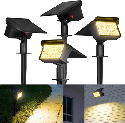 Flowood Solarlampen Für Außen Garten, 3000K Warmweiß Solar Strahler 4 Stück, 150