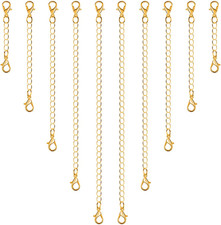 Chain Extenders for Necklaces, 10Pcs Gold Jewelry Extenders for Necklaces, Stain
