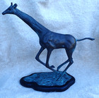RUNNING GIRAFFE BRONZE SCULPTURE 13 1/2" TALL ON WOOD BASE FINE QUALITY — photo 6