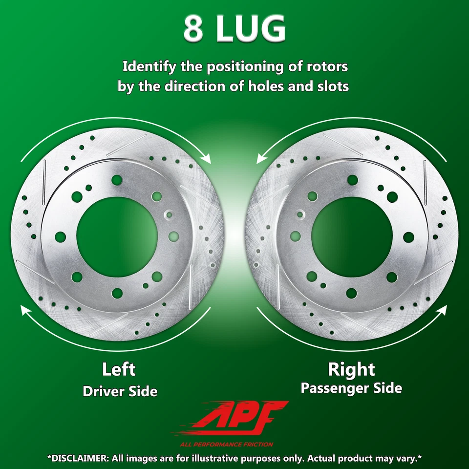 Rotores de taladro/ranura traseros + pastillas de freno cerámicas sin cobre para Chevy/GMC 1999-2013 Foto 4 de 4