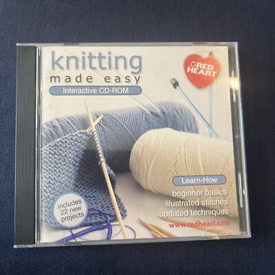 NEW KNITTING MADE EASY CD-ROM + 22 PATTERNS RED HEART Beginner Basics