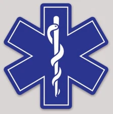 4 Inch NON-Reflective Star Of Life EMS EMT Paramedic Vinyl Sticker