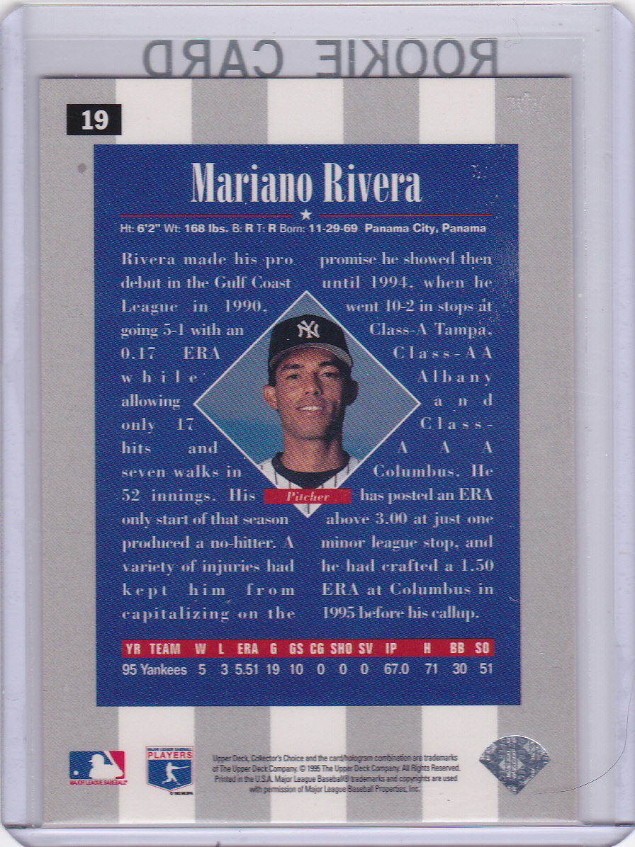 MARIANO RIVERA ROOKIE CARD New York Yankees BASEBALL Upper
