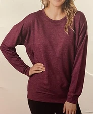 Tuff Athletics Women's Purple Crewneck Tencel Long Sleeve Top Size LARGE