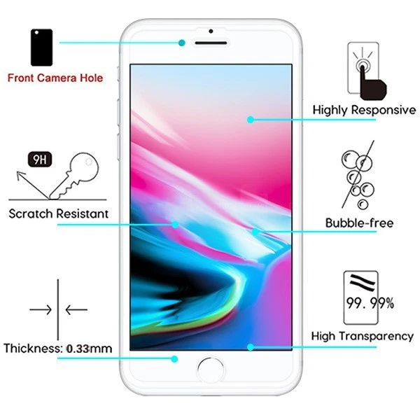 For iPhone 6 6s 7 8 PLUS Tempered Glass Screen Protector FULL COVERAGE Curved - Image 3 of 4