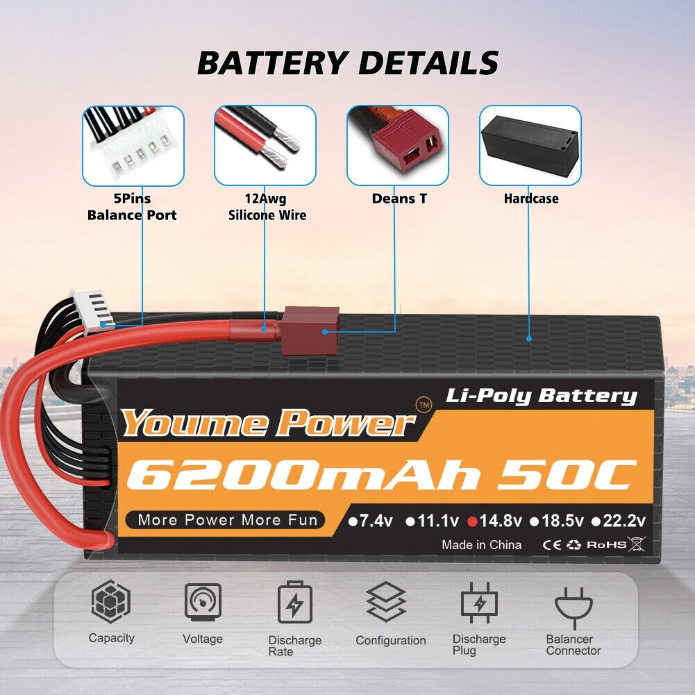 Pack de batterie (LiPo) - ABSIMA - 7.4V 6200mAh 60C hardcase XT90 - Jeux - Jouets Pack de batterie (LiPo) - ABSIMA - 7.4V 6200mAh 60C hardcase XT90 - Jeux - Jouets