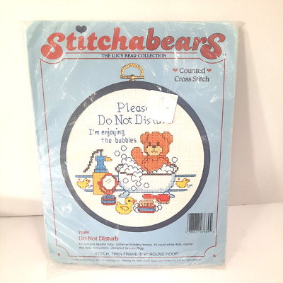 Dimensions Stitchabears Cross Stitch Kit 1988 Lucy Bear Vintage NOS Bubble bath