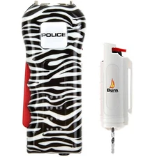 POLICE Stun Gun Burn Pepper Spray Combo for Self Defense 512 White