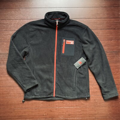 Men s New Balance Full Zip Fleece Jacket Black Red Size Large New W Tags