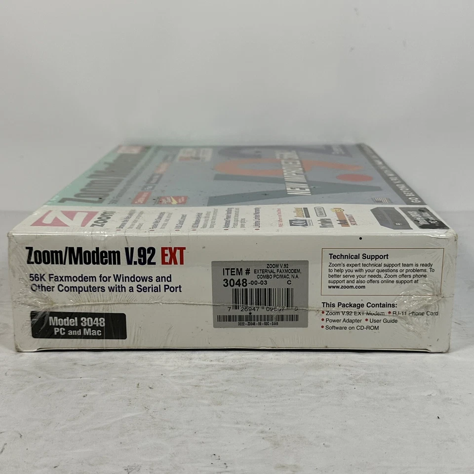 Zoom 3048 External RS-232 56k V.92 Faxmodem for Windows & MAC, Serial Port, NEW - Image 4 of 4
