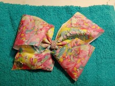 H.E.R. Large Hair Bows for Little Girls Pink/Blue/Yellow Sequins Heart Emblem