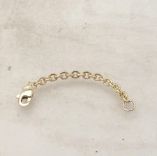 3mm Shiny Oval Cable Chain Bracelet Necklace Extender Real 14K Yellow Gold