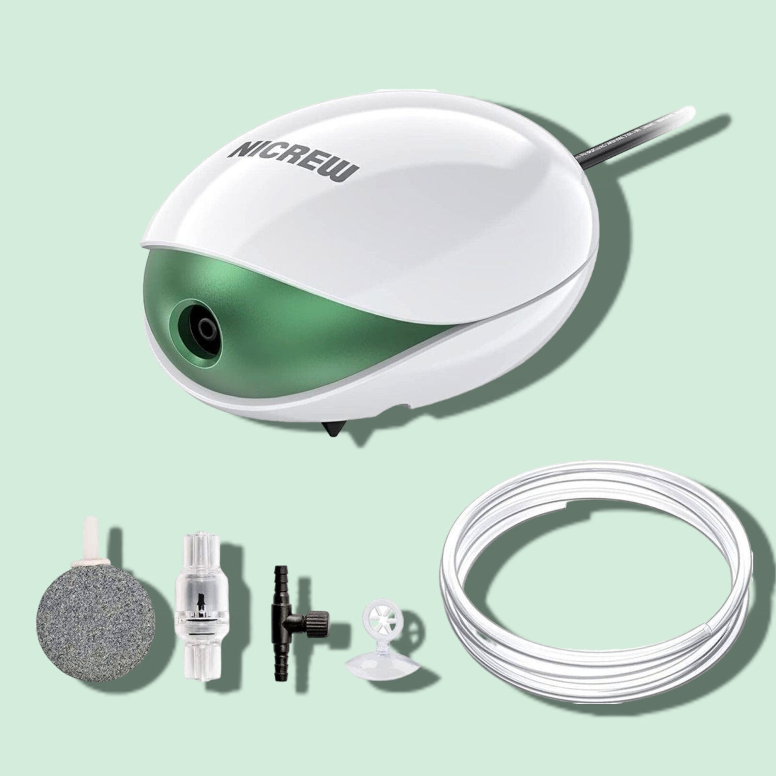 AQQA Aquarium Luftpumpe 3W - Ultra-leise Mit Typ-C, Für Aquarien Bis 380L, Sauerstoffpumpe