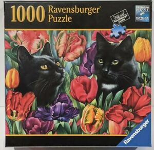1000 Pieces Brand New Ravensburger 'Amongst the Tulips' Cats Jigsaw Puzzle