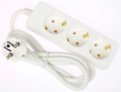 VARYTEC 3-fach Schuko Steckdosenleiste weiss Mehrfachstecker Verlängerungskabel 1,4 m