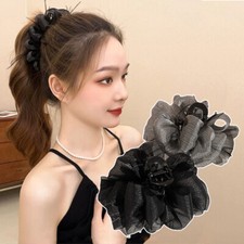 Big Bowknot Fluffy Shark Clip High Ponytail Hairpin Hair Claw Clip Vintage 1PCS