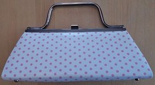 Sergio Rossi White + Pink Polka Dot Purse Hand Bag