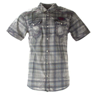 Buffalo David Bitton Herren Steddy Kurzärmelig Button-up Shirt XXL, Benzin