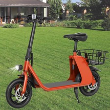 450W Electric Scooter Adults w/ Seat Basket 20 Miles Foldable Commuter Ebike Red