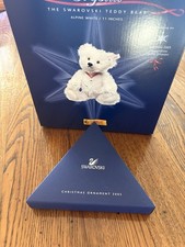 Steiff White Mohair Teddy Bear Crystal 668401 with Swarovski 2005 Ornament NEW