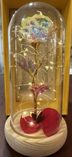 Rainbow Rose In Glass Crystal Flower Dome Rose LED Light Up Rose Valentine's Day