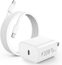 Iphone 18 17 16 15 Charger, 20W USB C Fast Charging Block Plug and 6Ft Type C