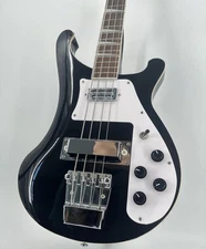 RIC 4003 Black 4String Electric Bass Guitar Mahogany Body Chrome Hardware ShipUS