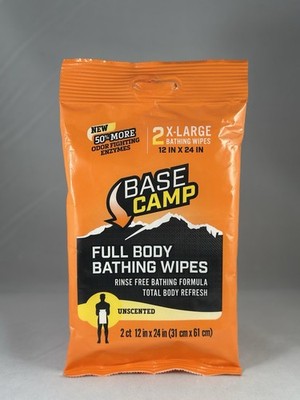 Base Camp Bathing Towel X-Large Unscented Ultra Strong Cloth 2 Pack Camping