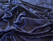 Navy Blue Crushed Velvet Fabric Stretch Solid BTY x 60"