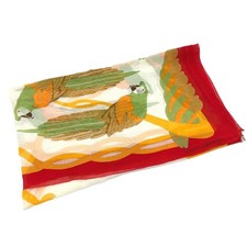 Hermes Parrot pattern pareo large stole rash guard scarf chiffon shawl r0 0721
