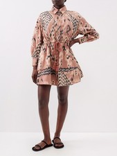 Ulla Johnson Dari Ikat-Jacquard Cotton-Canvas Shirt Dress Light Pink US 4 