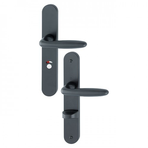 Poignée de porte noire 195mm condamnation voyant aluminium Verona pour WC et douche