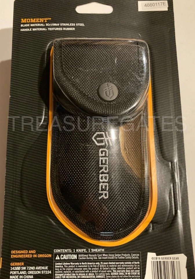 Охотничий складной нож Gerber Moment 3,5 дюйма с плоским лезвием из нержавеющей стали с кишечным крючком и ножнами - Изображение 2 из 2