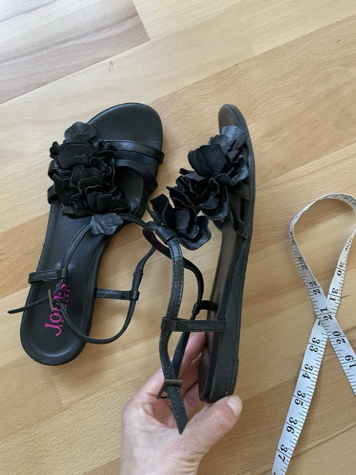 Jones Leather Sandals strappy Flats Floral Arty Comfy Summer size 6 - Image 3 of 4