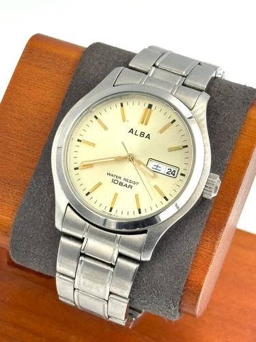 vintage seiko alba 38mm Men Quartz Watch 7N43-0BA0 New Battery -f878