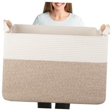 XXXL Large Blanket Basket, 108L Storage Basket, Cotton Rope Baskets for Living