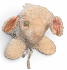 Vtg Eden Musical Lamb Plush Wind Up Flower Brown Eyes 9" Mary Had A Little Read